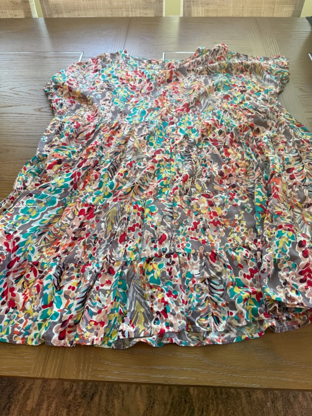 Chic Soul Multicolor Floral Mini Dress - Gray, Teal, Red, Yellow